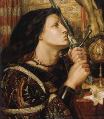 Dante Gabriel Rossetti. Jeanne d'Arc embrasse l'pe de la libration.