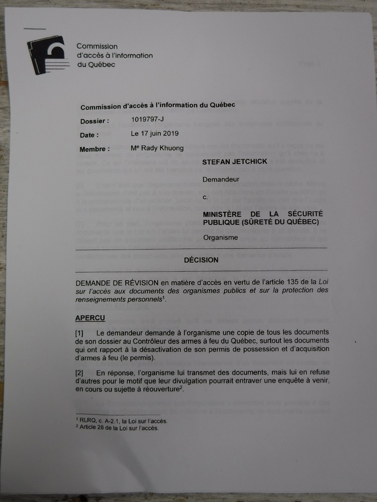 D�cision de la CAI; page 1.