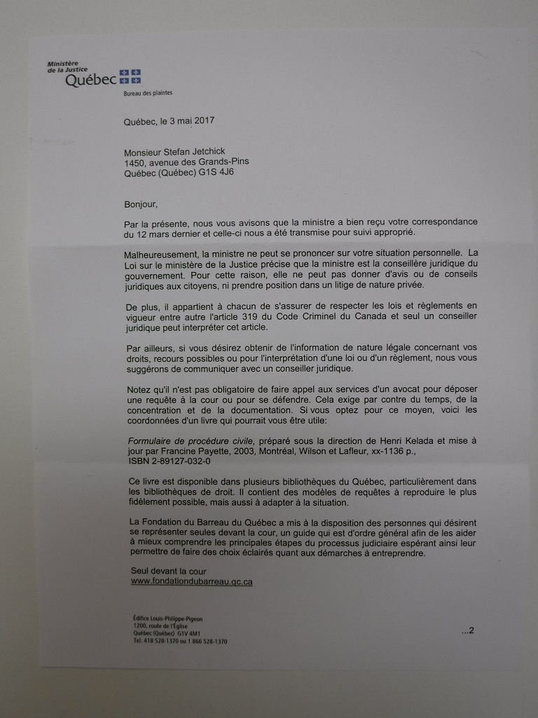 Ga�tan Rancourt, avocat. Minist�re de la justice du Qu�bec, p. 1.