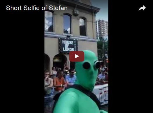 Short selfie of Stefan during the parade.