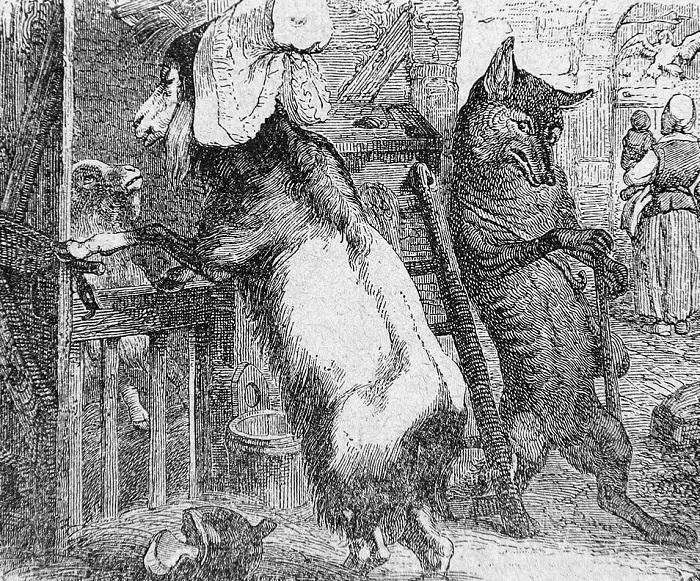 Fable of Jean de la Fontaine called �The Wolf, the Mother Goat and the Baby Goat�.